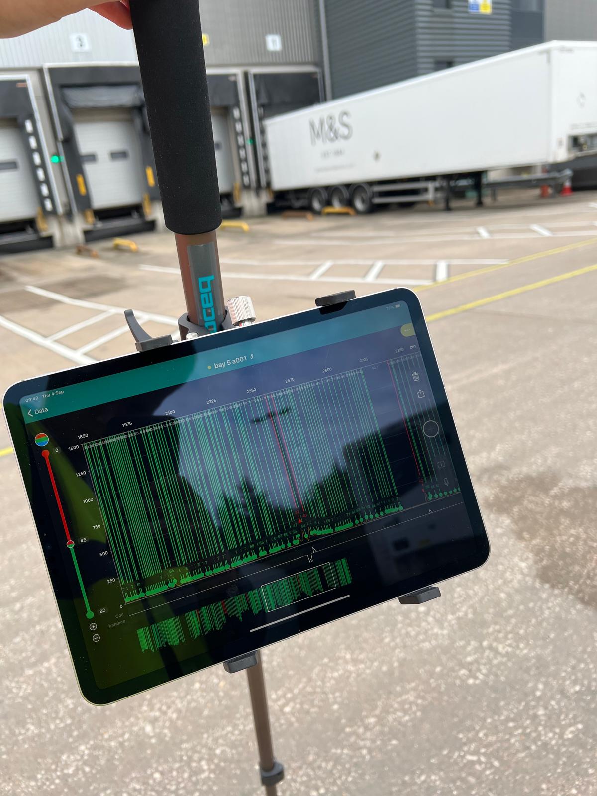 Detailed scan data captured on Proceq cover meter equipment
