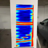 GPR scan output showing reinforcement signal intensity within a concrete column
