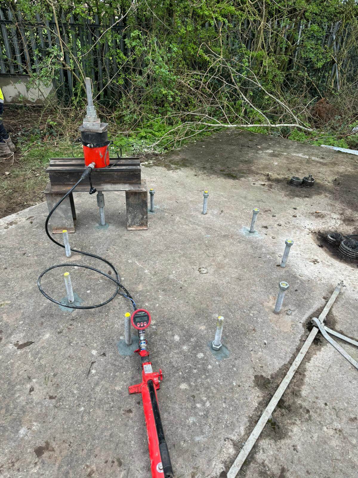 Pull testing equipment on site